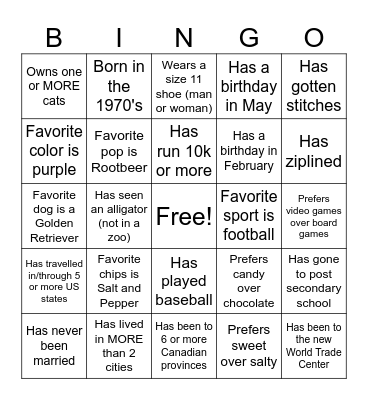 Joey's Birthday BINGO Card