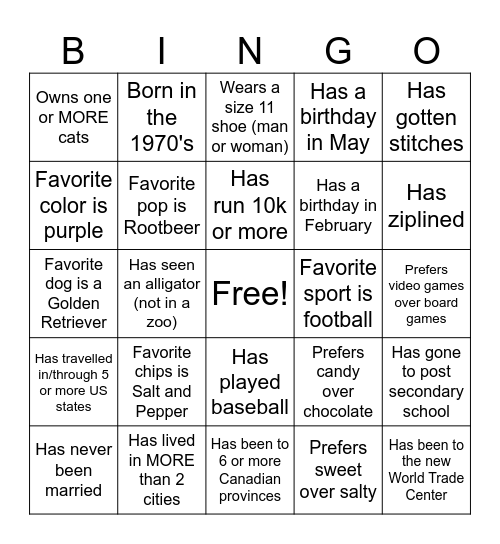 Joey's Birthday BINGO Card