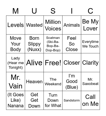 EDM Bingo Card
