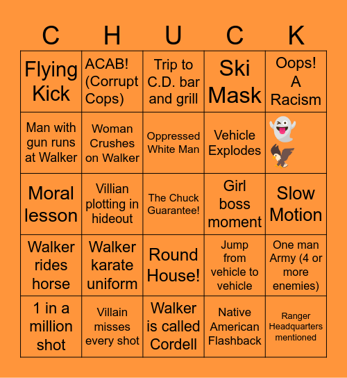 Walker Texas Ranger Bingo Card