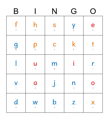 abc Bingo Card