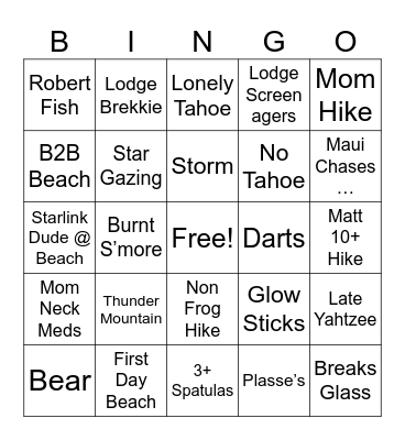 Silver Lake!!! Bingo Card