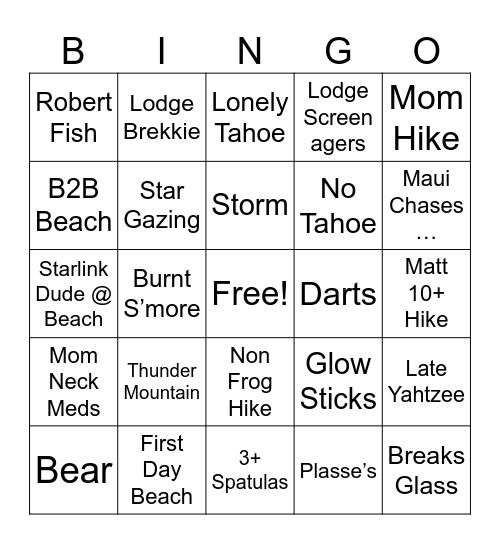 Silver Lake!!! Bingo Card