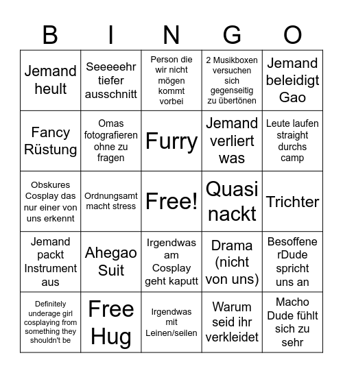 Schnitzel Con Bingo Card