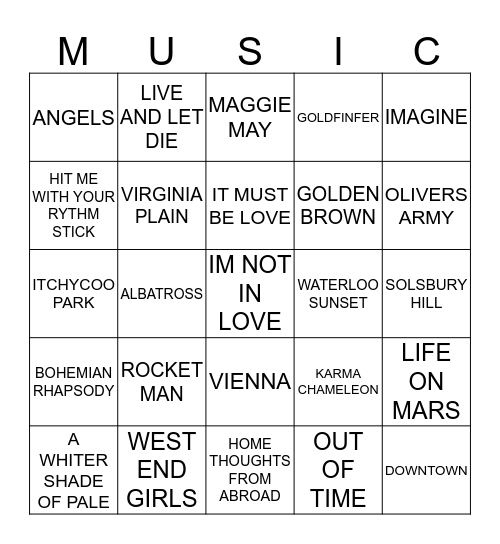 ULTLTIMATE 80'S (1) Bingo Card