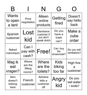 Saturday Bingo Card