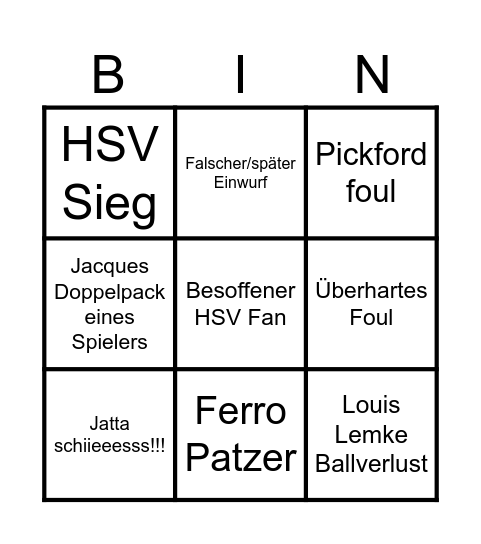 HSV Bingo Card