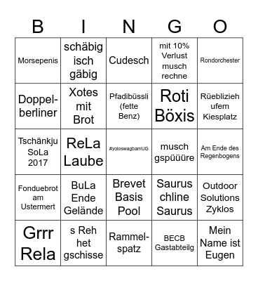 Uster-Grifesee Leidende Summerfest 2026 Bingo Card