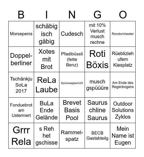 Uster-Grifesee Leidende Summerfest 2026 Bingo Card