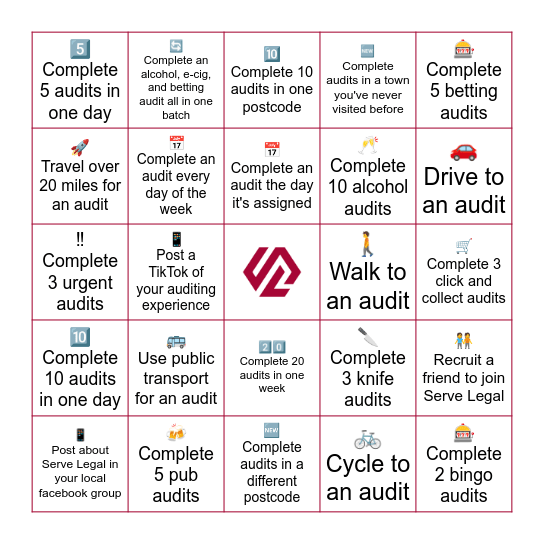 Serve Legal Bingo! Bingo Card