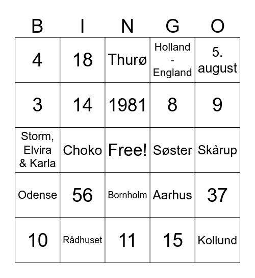 Sommerfest Bingo Card