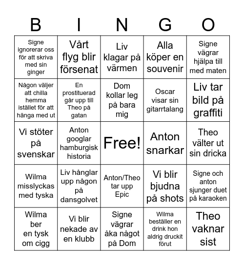 Bingo Bongo (Hamburg style) Bingo Card