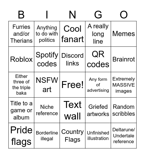 wplace bingo Card