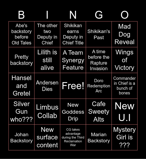 NIKKE 2026-2027 Bingo Card