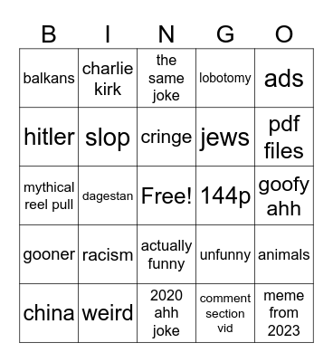 filip sein IG bingo Card