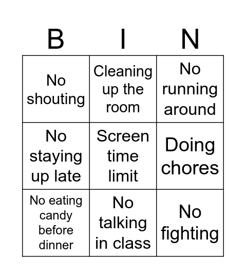 Breaking rules Bingo Card