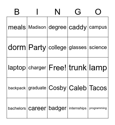 Caleb's Trunk Party! Bingo Card