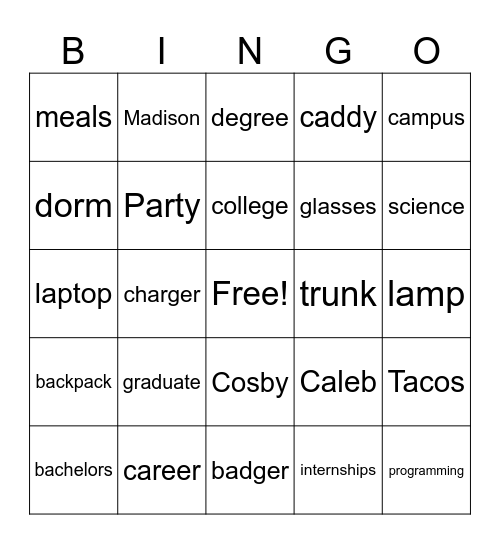 Caleb's Trunk Party! Bingo Card