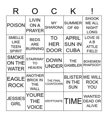 BEST OF ROCK 1 Bingo Card