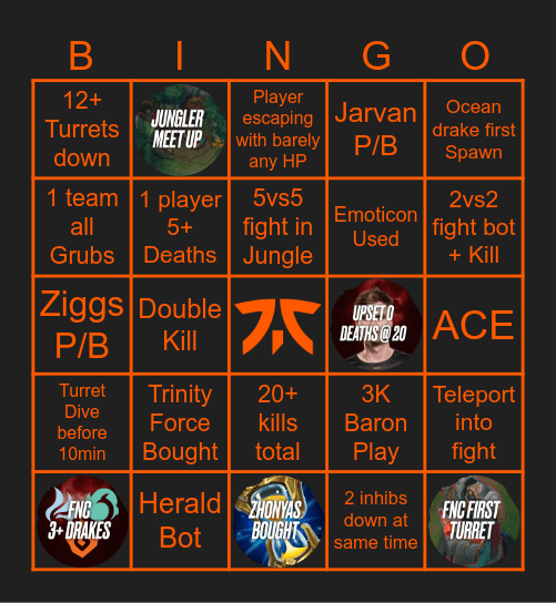 FNC vs KOI G2 (Summer 26) Bingo Card