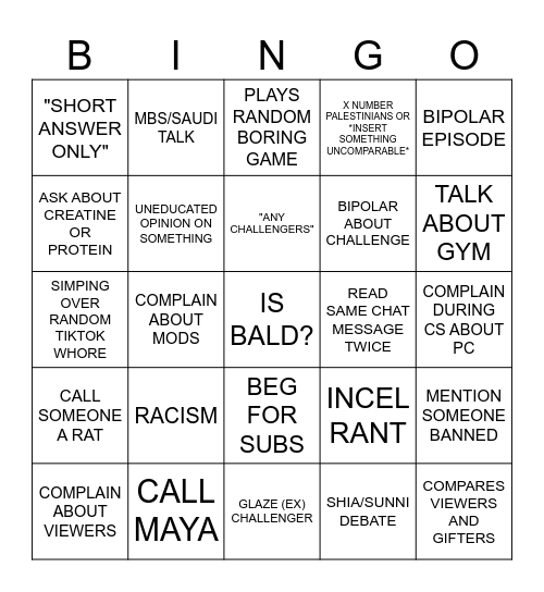 SLIKER BINGO 3.0 Bingo Card