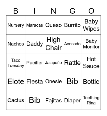 TACO' BOUT BABY BINGO Card