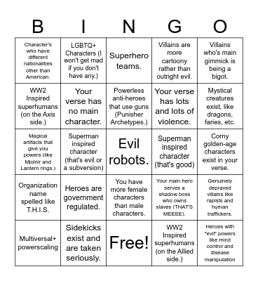 Ragdoll's Superhero Verse Bingo! Bingo Card