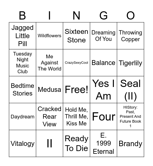 Billboard 200 Year-End Of 1995 Bingo Card