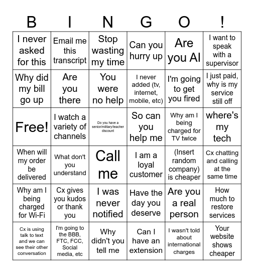 Chat 2026 bingo Card