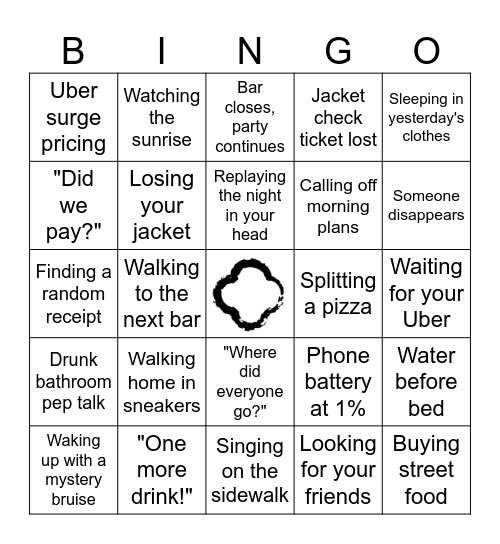After Hours Bingo Card
