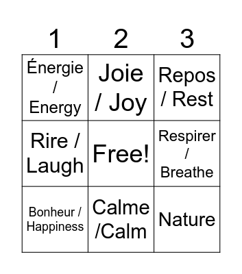 Bien-Être / Wellness Bingo Card