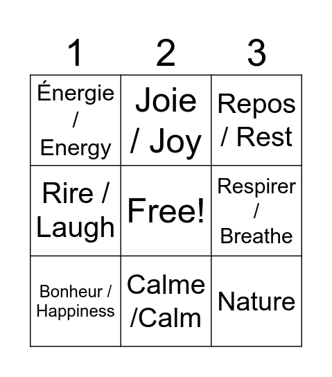 Bien-Être / Wellness Bingo Card