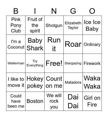 Green 1.2 Bingo Card