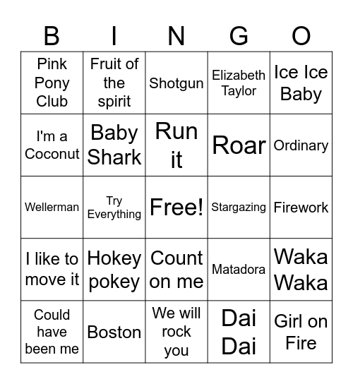 Green 1.2 Bingo Card