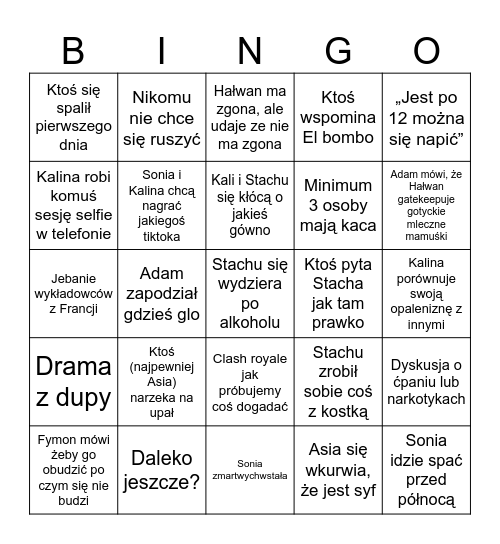 SPANIELSKO Bingo Card