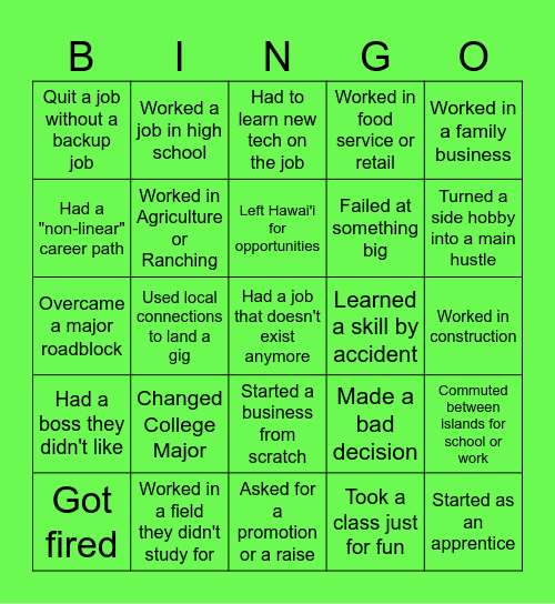 KHS Business CTE Bingo Card