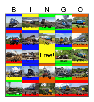Canadian Pacific, Blue Peter and other Blue Engines Bingo Card