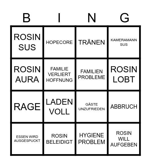 ROSIN BINGO Card