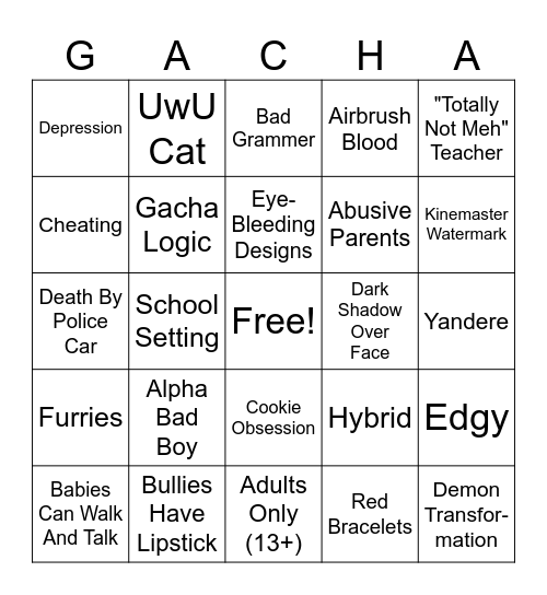 2018 Gacha Bingo Card