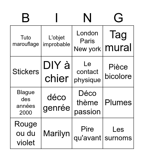 La déco de Valo Bingo Card