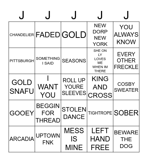 JJJ HOTTEST 100 2015 3 Bingo Card