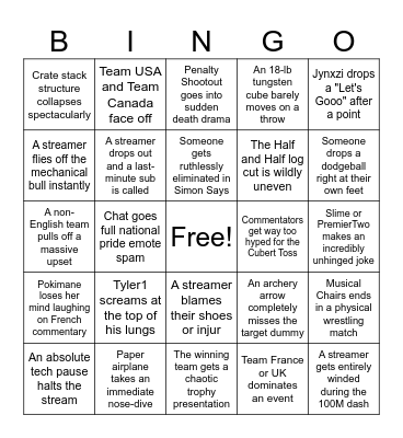 🏅 The Streamer Games 2026 Bingo Card Bingo Card