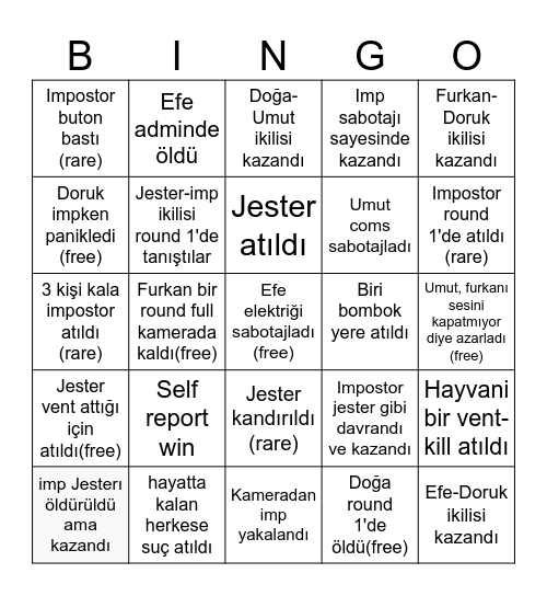 Aminoglu us Bingo Card