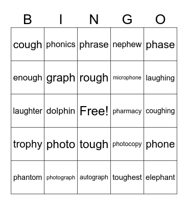 gh ph  Bingo Card