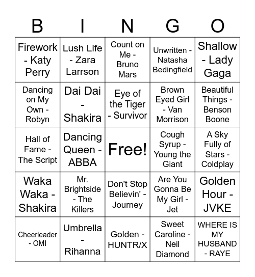 RRC 2026 Bus Bingo Card
