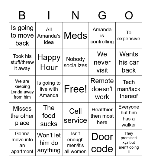 Jim's Bingo Card