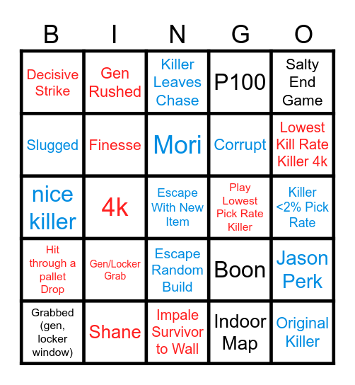 Dead by Daylight (1) Bingo Card