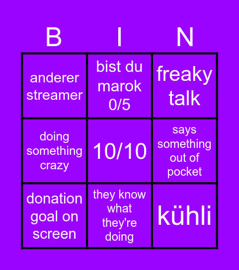 Twitch Bingo Card