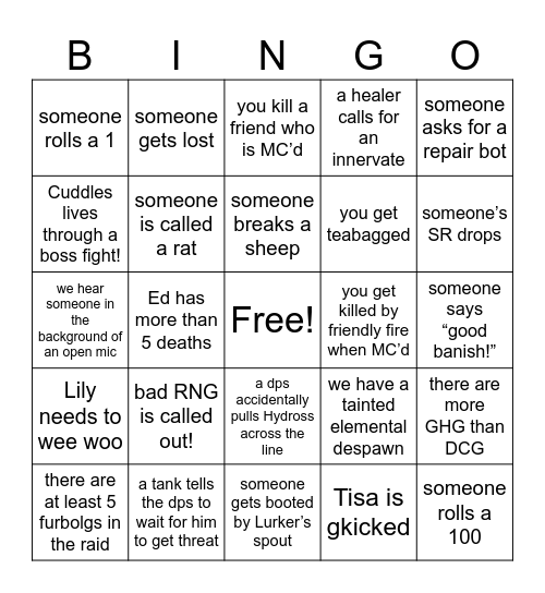 Going Ahead SSC Bingo Card