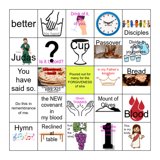 The Last Supper Bingo Card